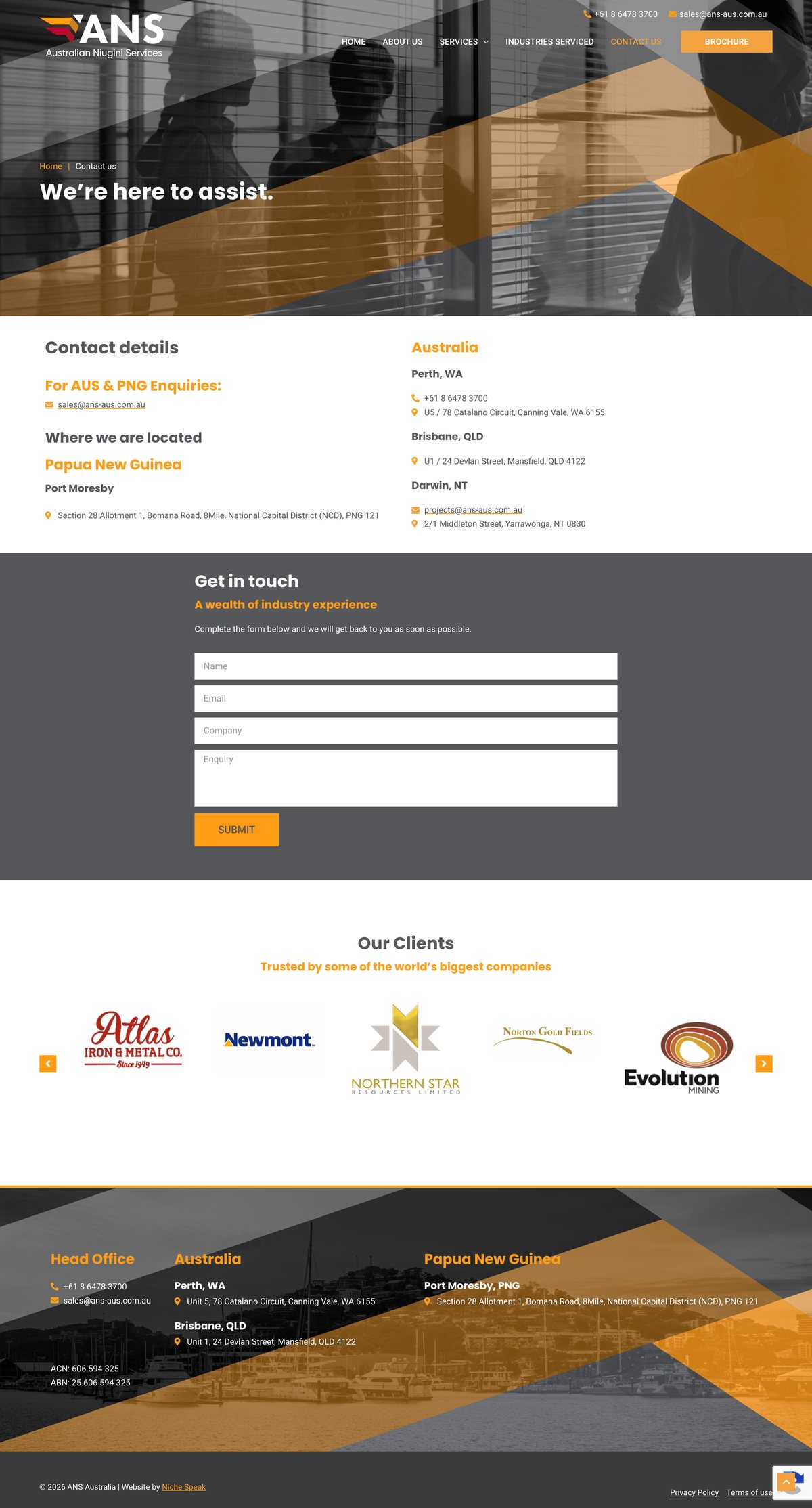 Contact. Perth, Brisbane, Darwin and Port Moresby.