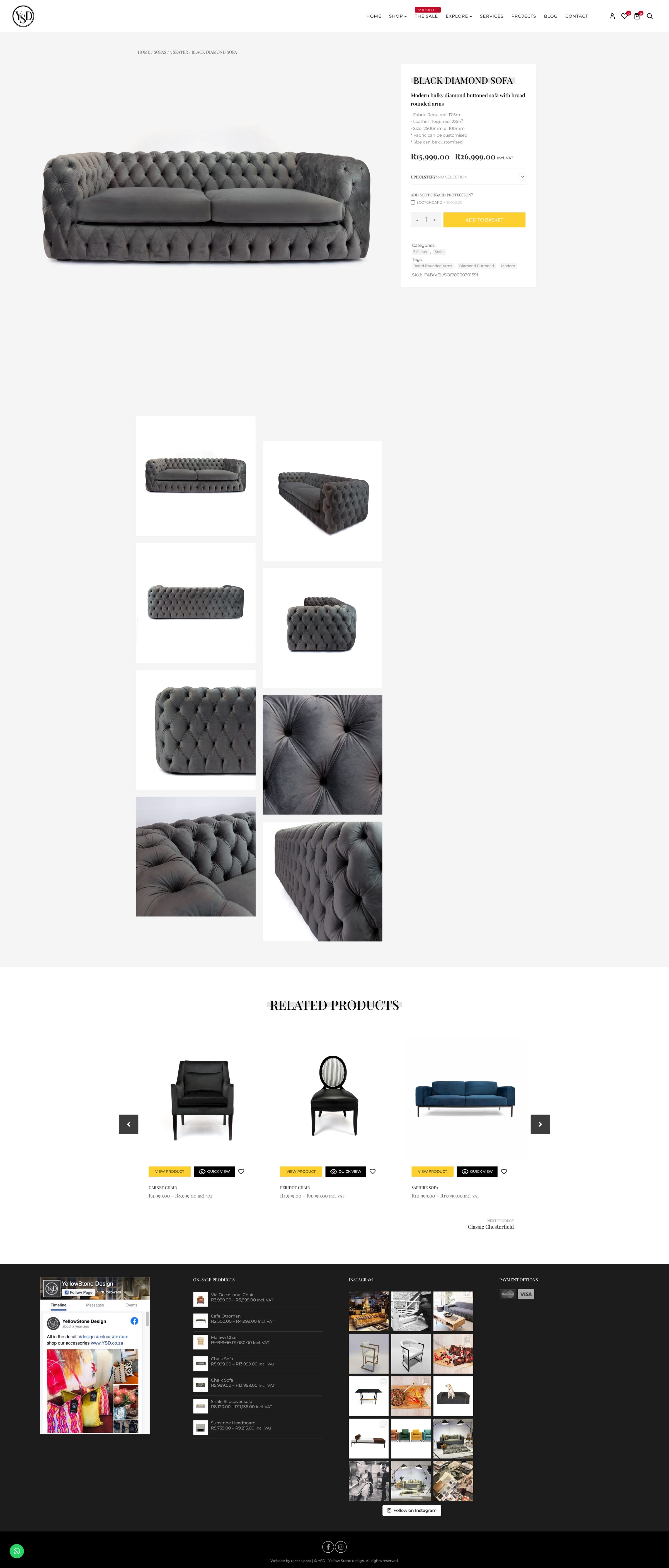 Black Diamond Sofa. Fabrics, dimensions, add to basket.